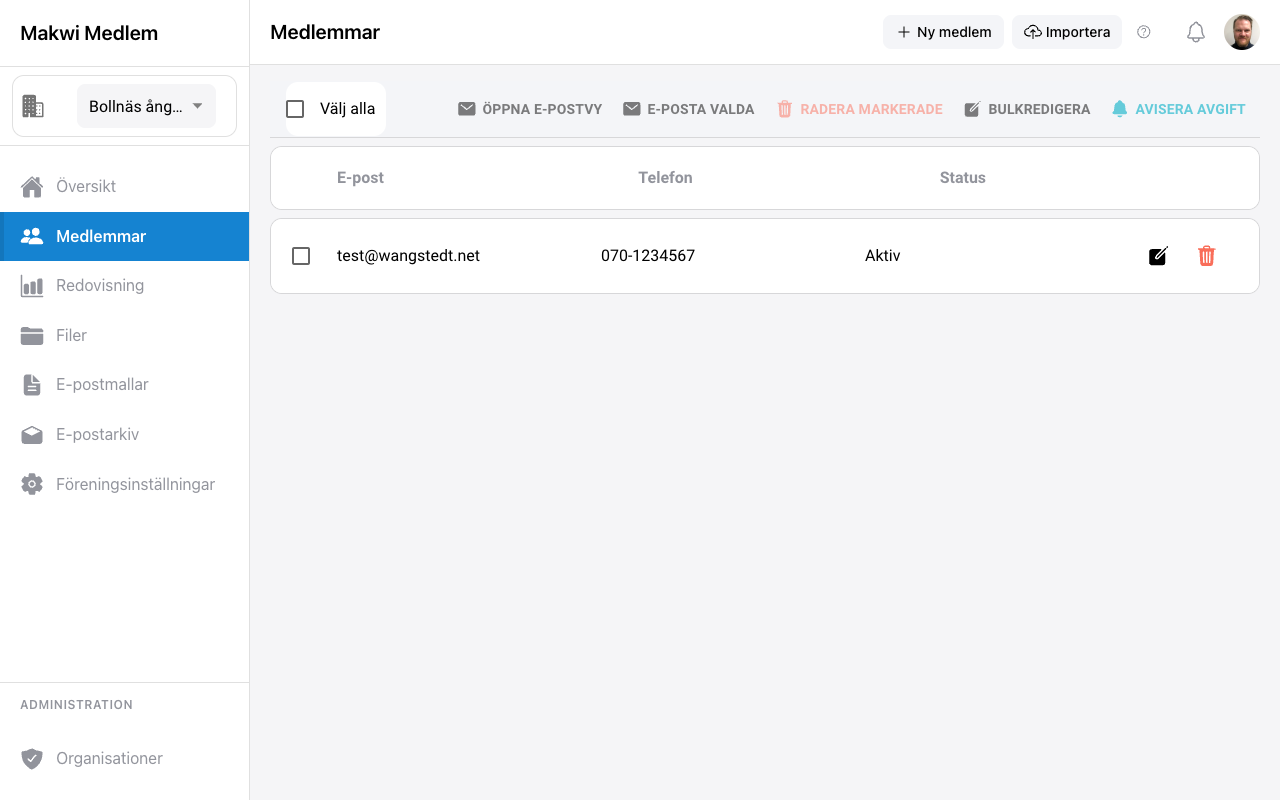 Medlemsregister i Makwi Medlem